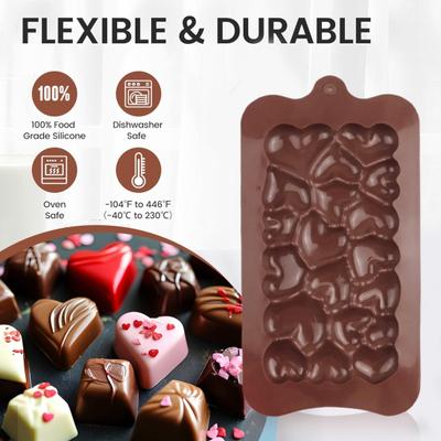 Stampi per Cioccolato in Silicone Rilascio Facile Texture a Cuore Stampini a Barra per Barrette di Cioccolato Fai da Te Bombe Keto Barrette Energetiche Proteiche