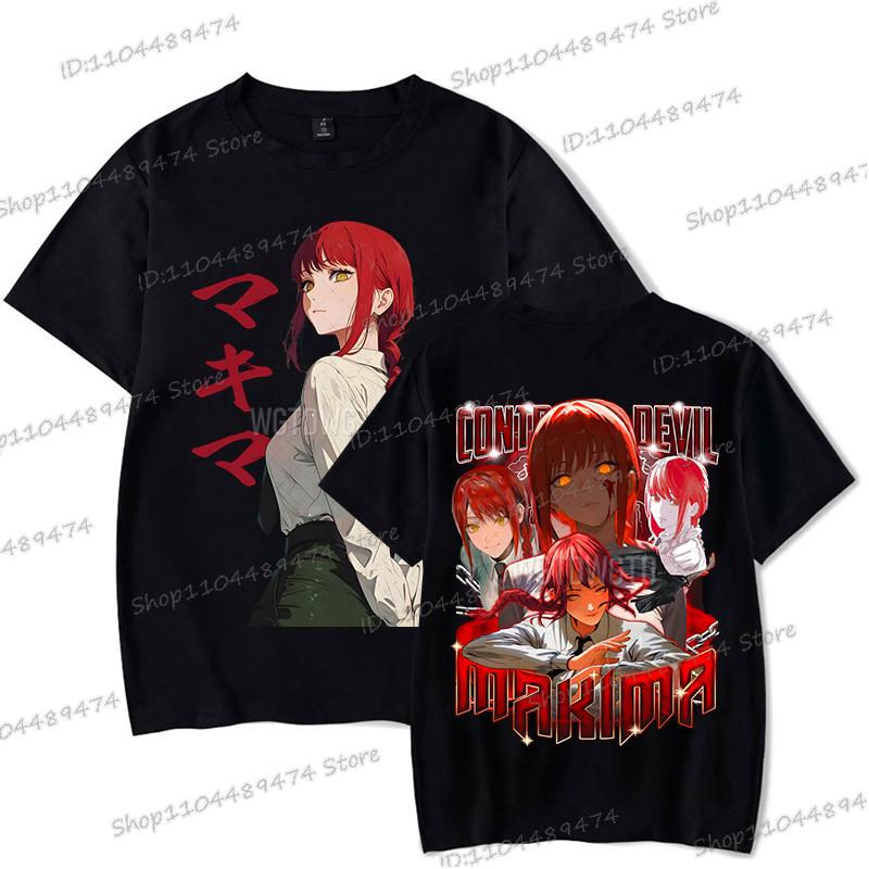 Anime Chainsaw Man T-shirt Makima Harajuku Fashion Graphics Tshirt Vintage Casual Women Y2K Tops Funny Comic Men's Clothing
