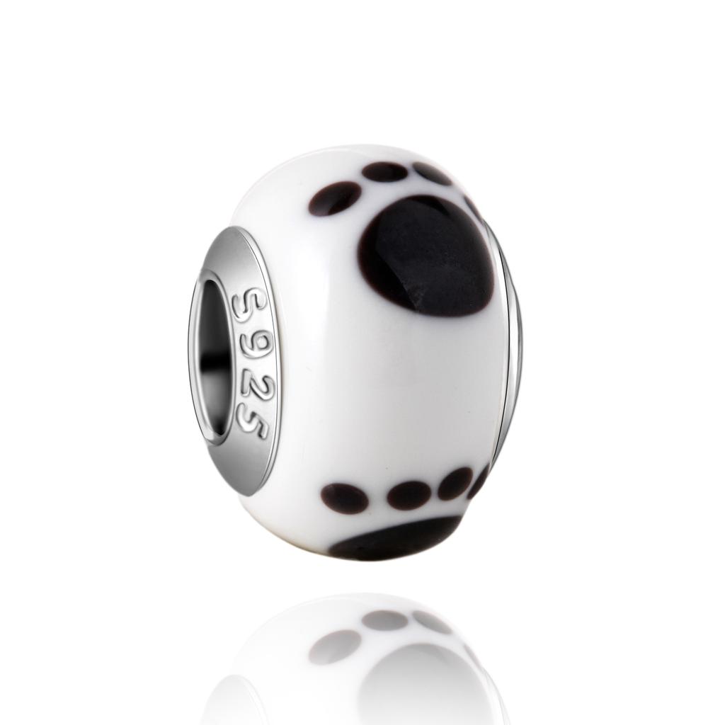 Murano Glas Serie Kupfer Weiß Herzförmiger Anhänger Passend für Armband Damen Exquisite Schmuckaccessoires Geschenke