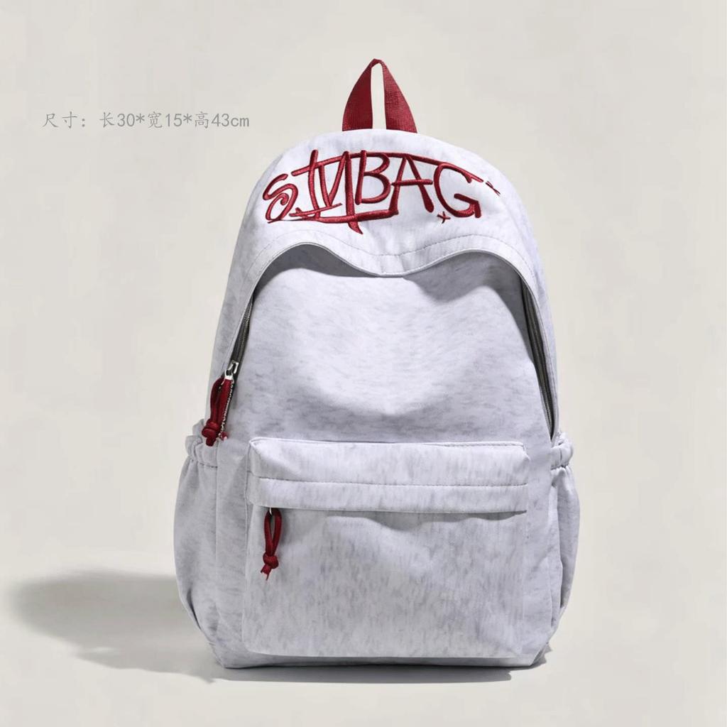 Schoolbag1011 Summer New Casual Simple Style Backpack Student High Value Large Capacity Personalized Letter Embroidery Schoolbag