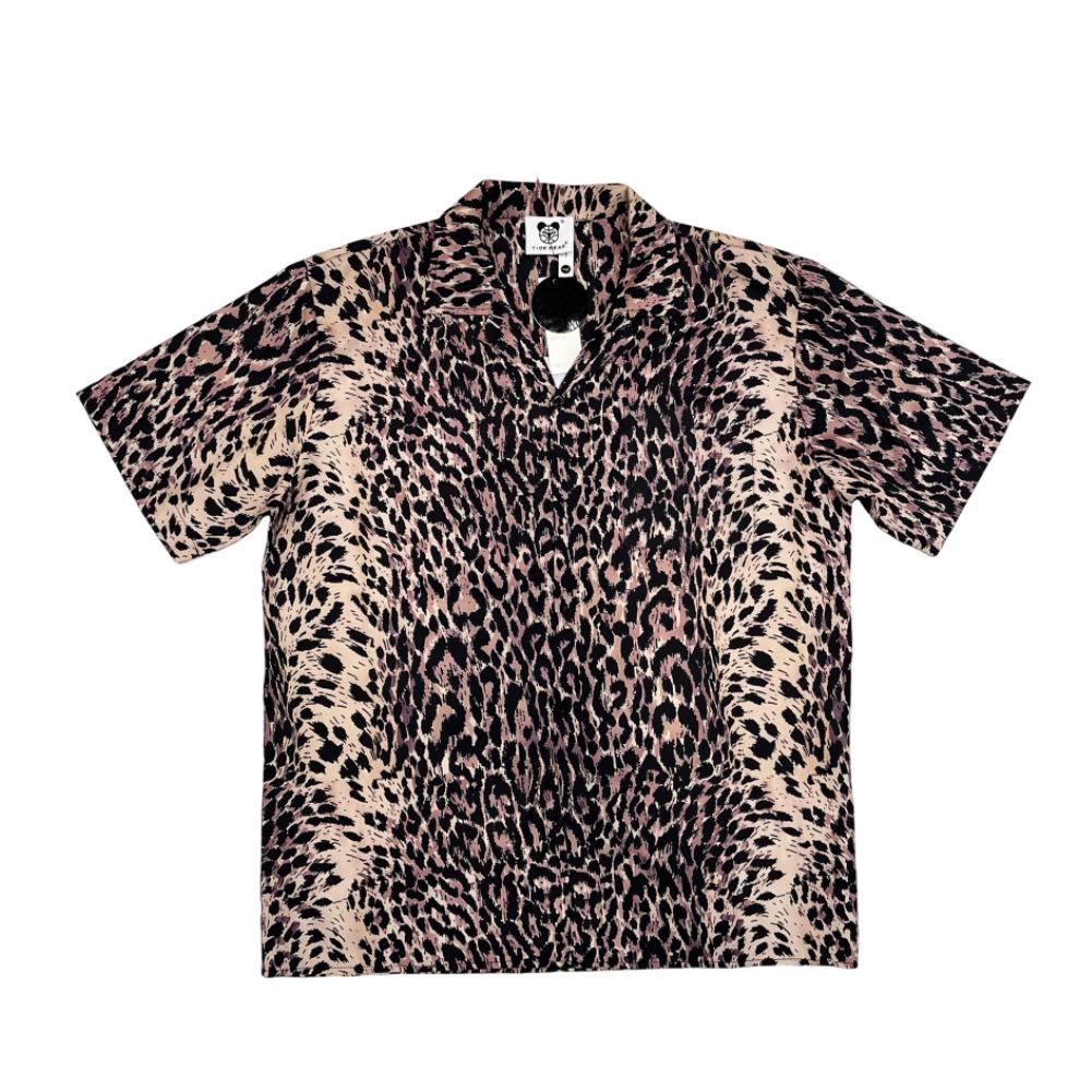 Men S Vintage Cuban Collar Leopard Print Short Sleeve Casual Beach Shirt S