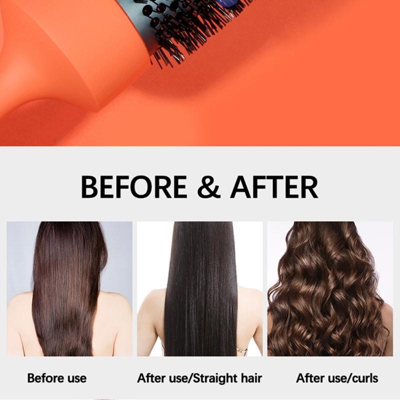 Thermal Protective Ceramic Barrels Hair Brush Natural Volumizing Curls Nylon Bristles Ergonomic Beechwood For Styling