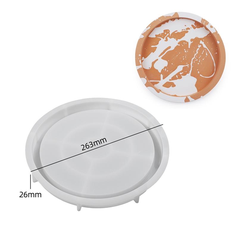 ABWR-Round Plate Silicone Mold Fruit Disc Tea Tray UV Resin Mould Gypsum Cement Mold Jewelry Tools 4Piece