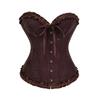 Women's Sweetheart Strapless Corset Top Slim Fit V Neck Ruffle Trim Jacquard Lace Up Bustier Vintage Court Waist Trainer Shapewear