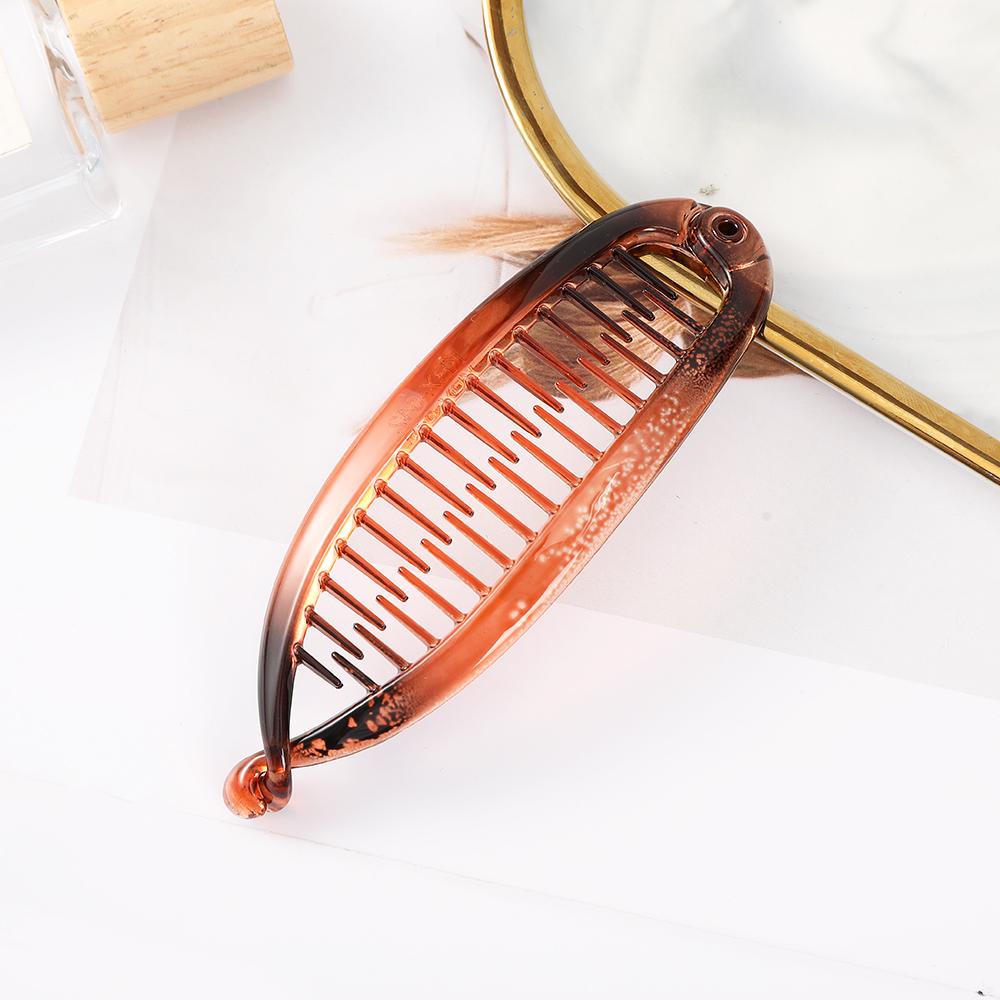 

AWAYTR Простые банановые заколки для волос для женщин девушек волнообразные гребни заколка зажим для косы модная заколка-краб для волос в форме рыбы однотонная