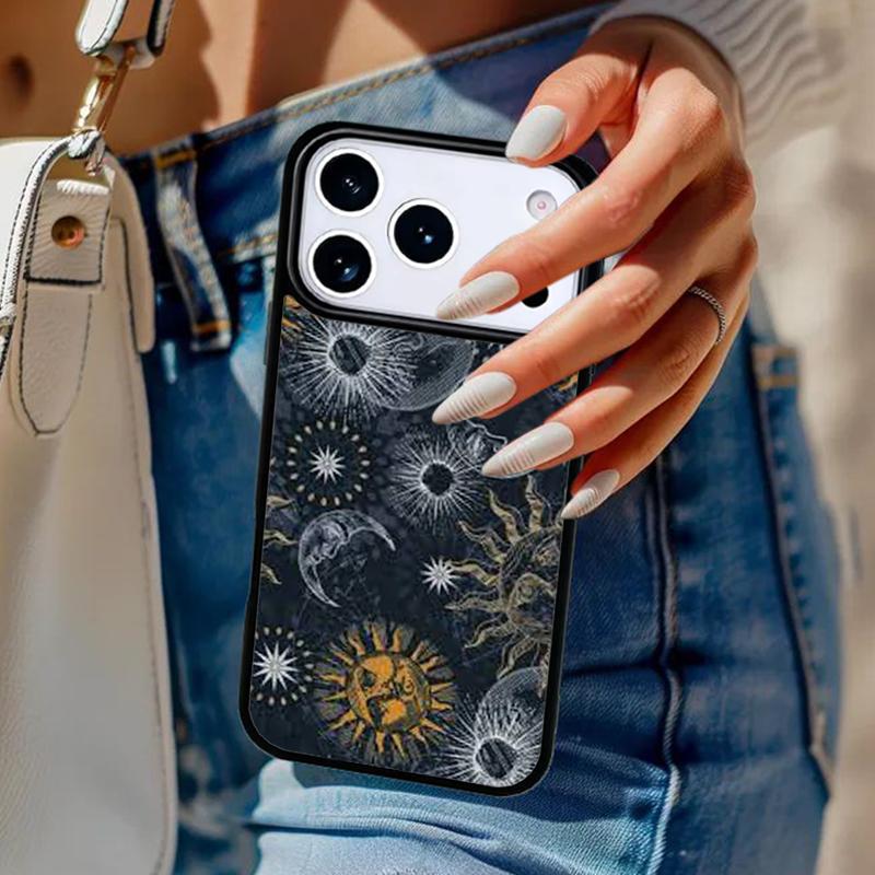Vintage Moon and Sun Stars Phone Case For iPhone 17 Air 14 15 13 12 Max Cover For Apple 16e 11 Pro Max Plus Coque