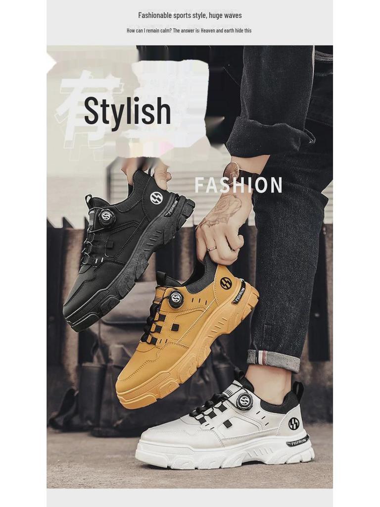 Men's 2025 Spring Slip-On Low-Top Waterproof Casual Sports Shoes with Rotating Button