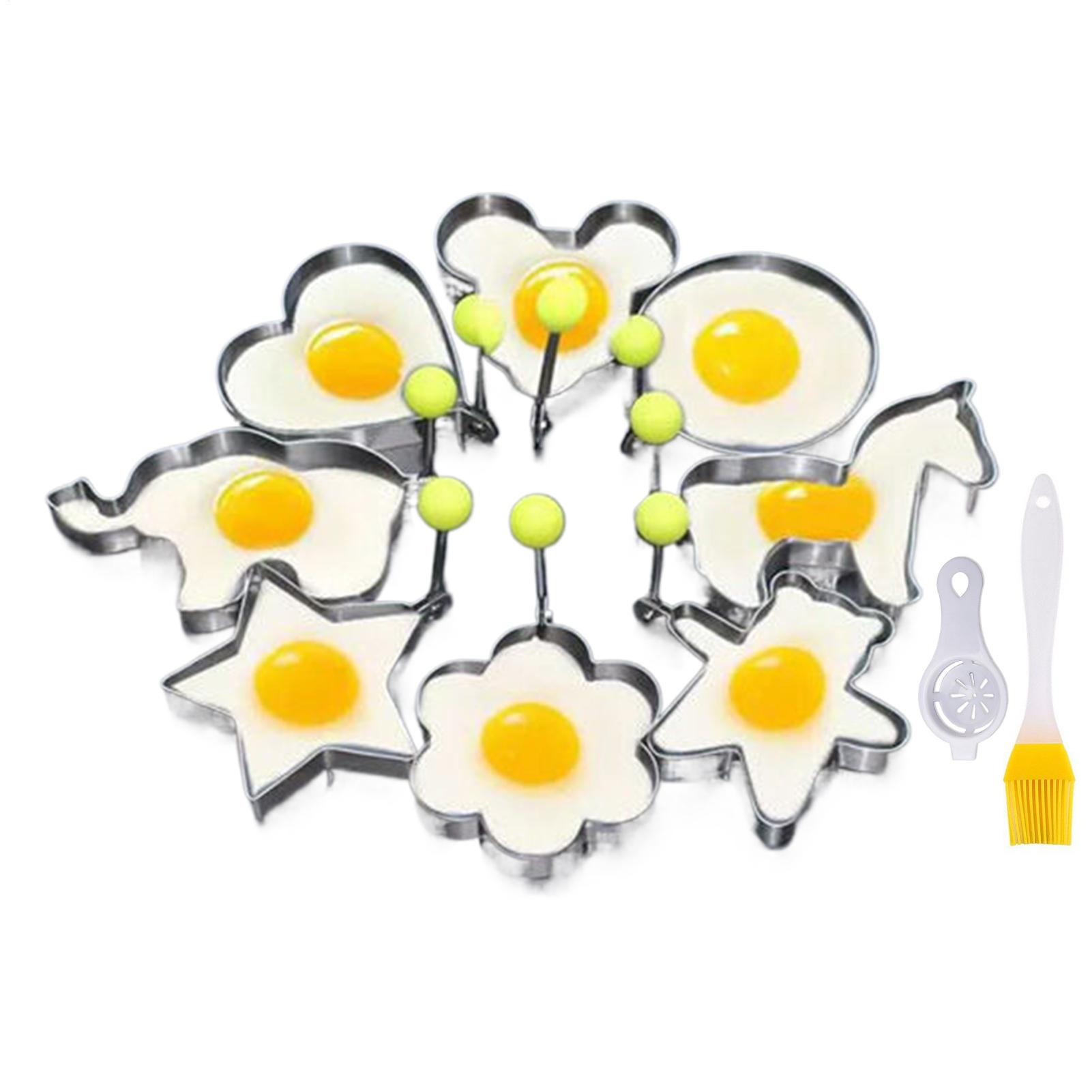 8pcs Shape Stainless Steel Fried Egg Mold Nonstick Pancake Mold With Brush Kitchen Egg Shaper Rings For Fried Eggs Biscuits China Mainland