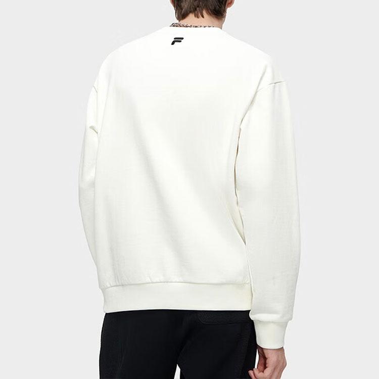 Fila Fusion Letter Logo Round Neck Pullover Loose Sweatshirt Men sweatshirt White T11M345204F-WT