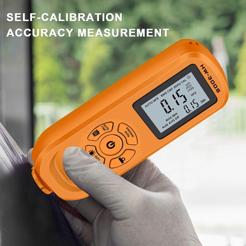 Coating Thickness Gauge with Calibration Sheet Digital Paint Depth Gauge Meter Rubber Protective Automatic F/NF 2 Colors