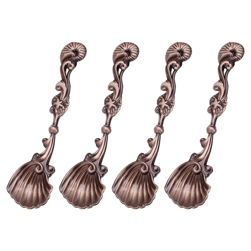

Set of 4 Retro Type Alloy Coffee Spoon for Dessert Baking Cake Decorating with Ergonomic Handle бронзовый/красный