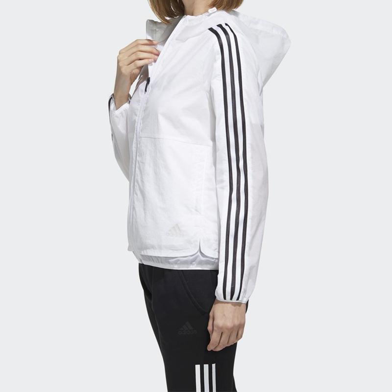 Adidas Three-Stripe Sports Hooded Jacket Women Outerwear White FM9257