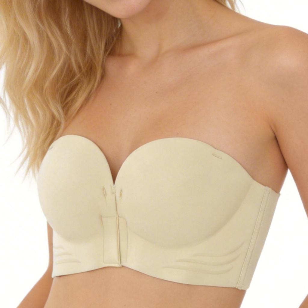 Zeriluna Strapless front-closure push-up bra3D Cup-shaped design, invisible fit, secure and non-slip, comfortable and breathable