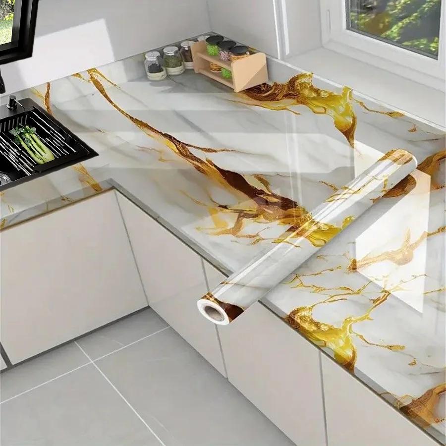 Marble Pattern Self-adhesive Wallpaper for Home Decoration Dining Room Living Room Background Wall Self-adhesive Paper Wallpaper