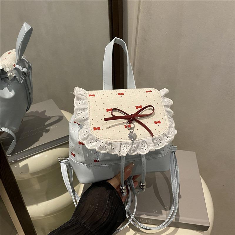 Korean version of fashionable girl style portable small bag new lace lace high value versatile backpack