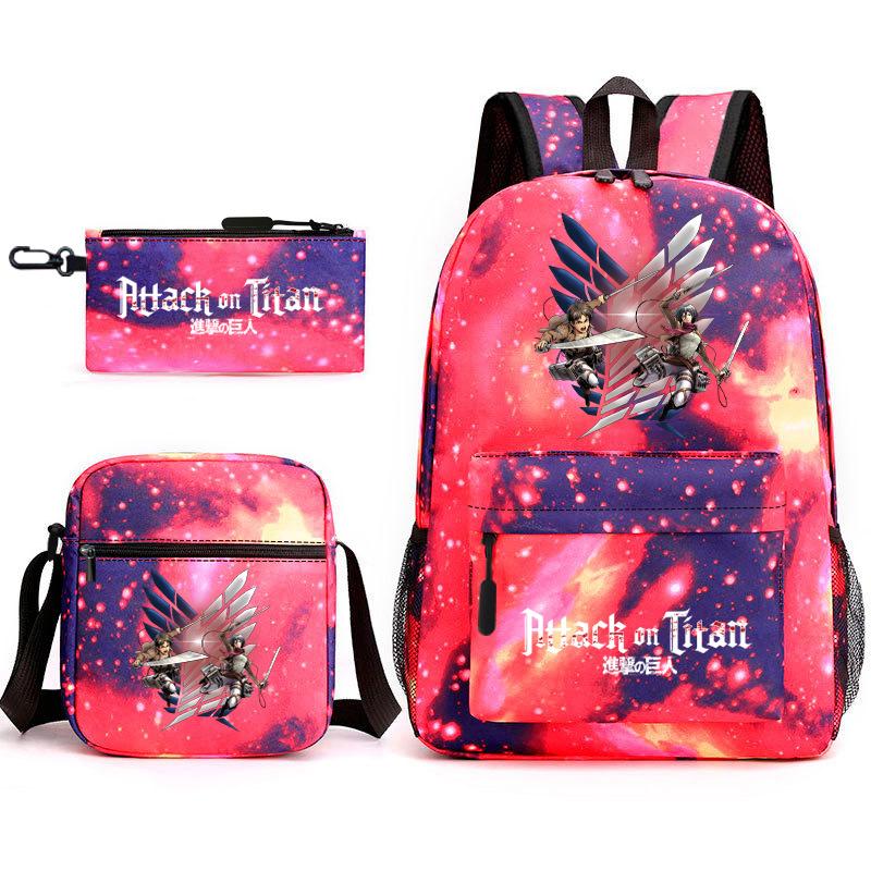 Attack on Titan Teen Anime Rucksack Attack on Titan Schultasche Dreiteiliges Set