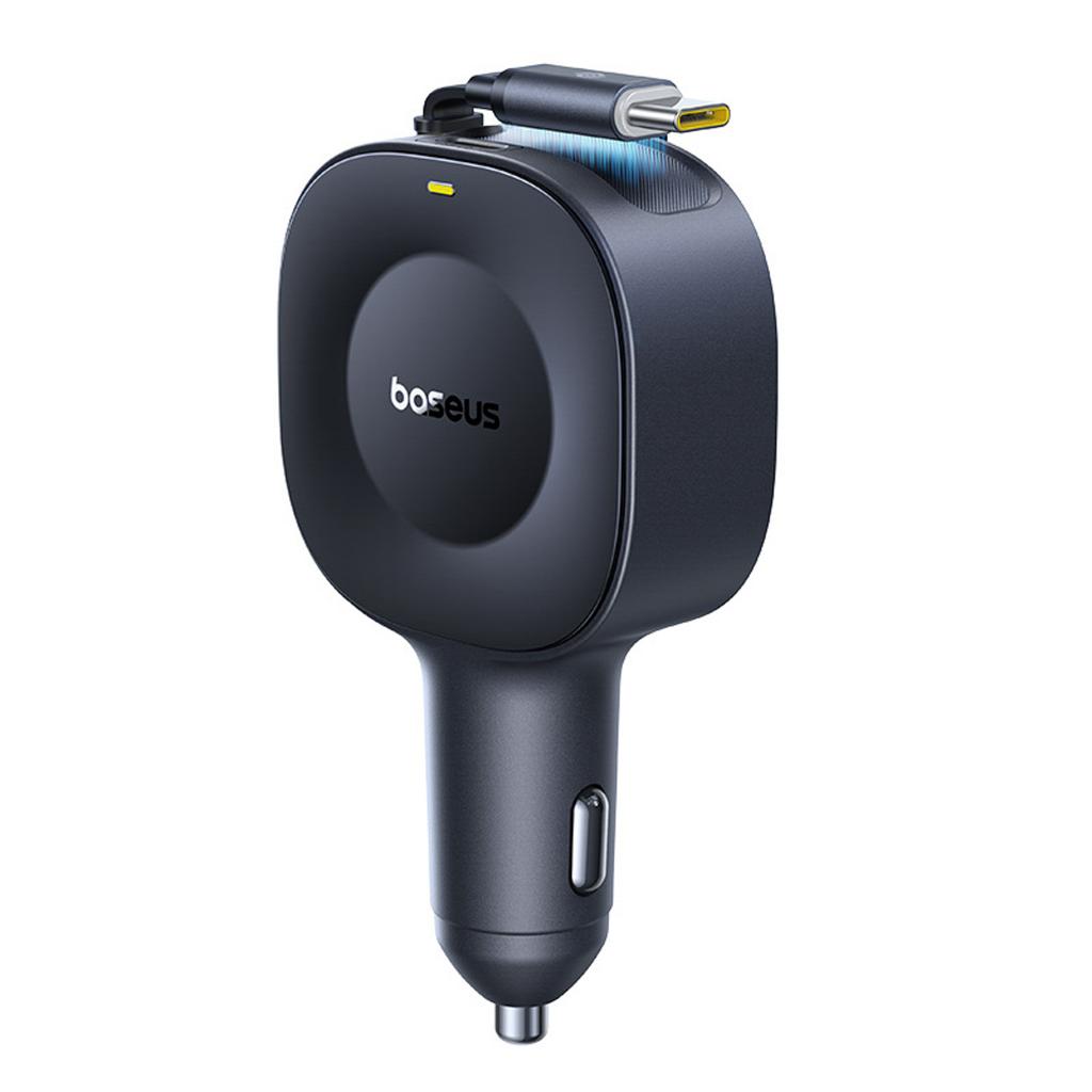 Ładowarka samochodowa USB-C ze zwijanym kablem USB-C 30W - czarna