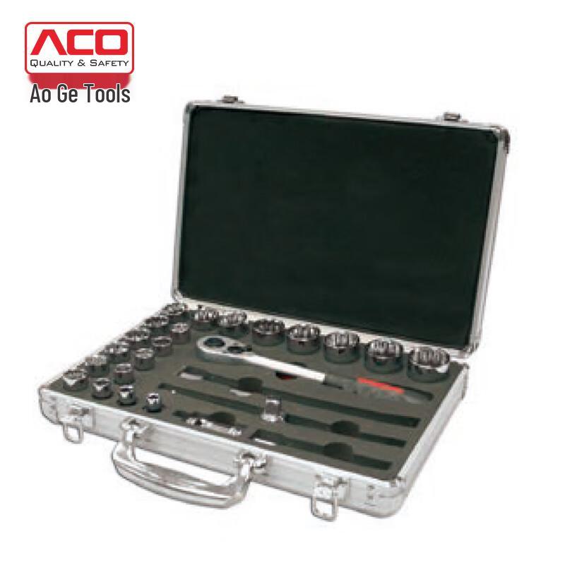 ACO 25-Piece 1/2-inch Ratchet Socket Wrench Set 10-32mm