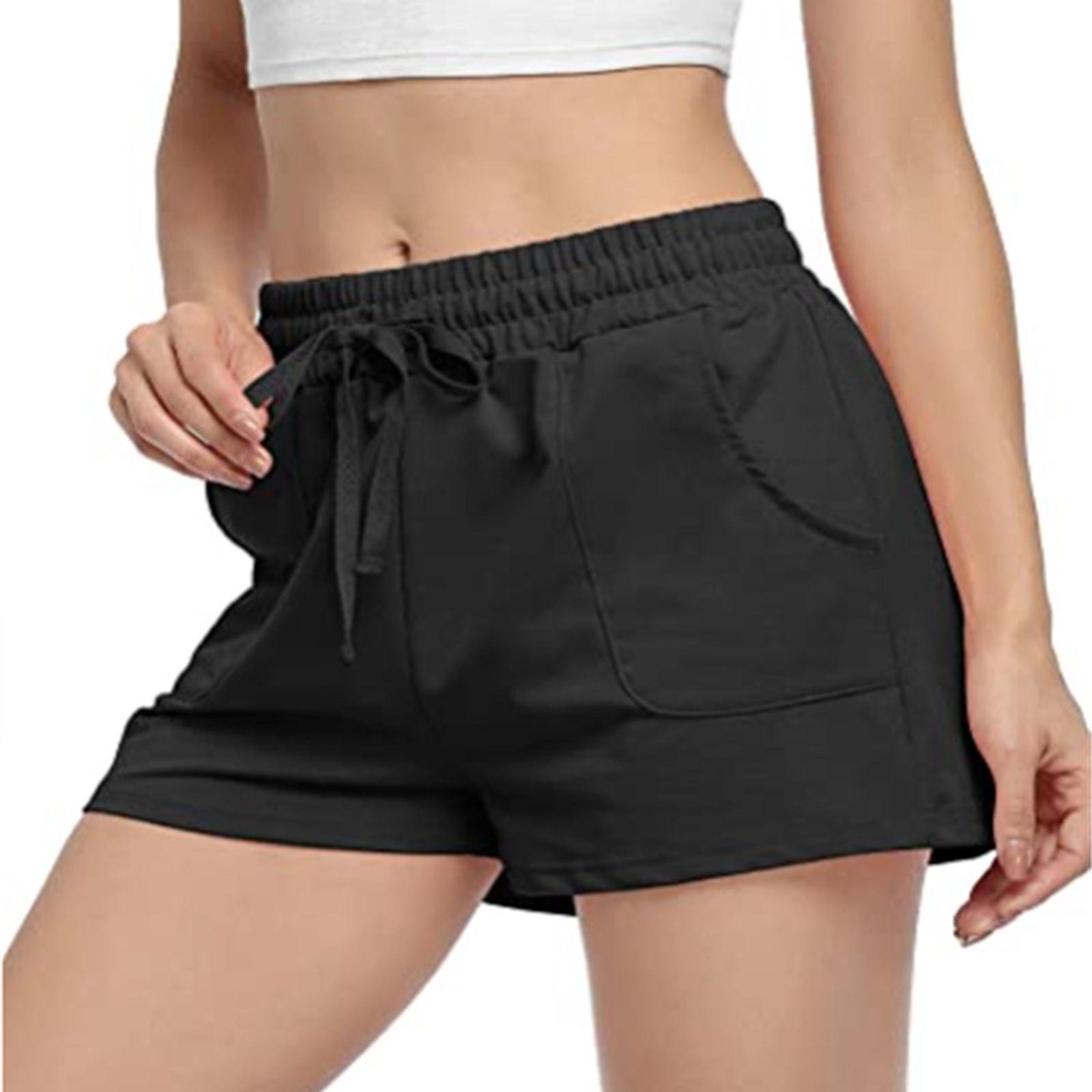 

Мягкие и удобные шорты для спортивной одежды с карманами и шнурком для женщин XL чёрный