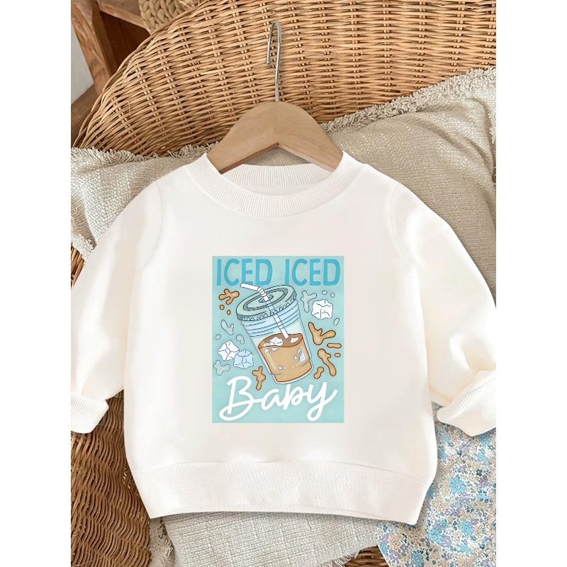 European sizes Cute Printed Pattern 0-3 Years Old Kids  Comfortable Children s Spring Lightweight Round Neck Sweatshirt, Suitable for Outdoor Wear 110