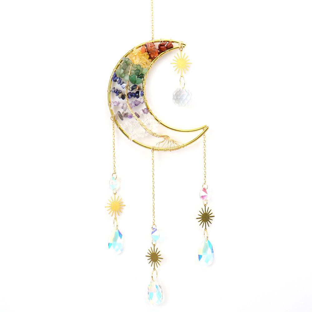 Water Crystal Tree Moon Sun Catcher Hanging Decor For Home And Meditation