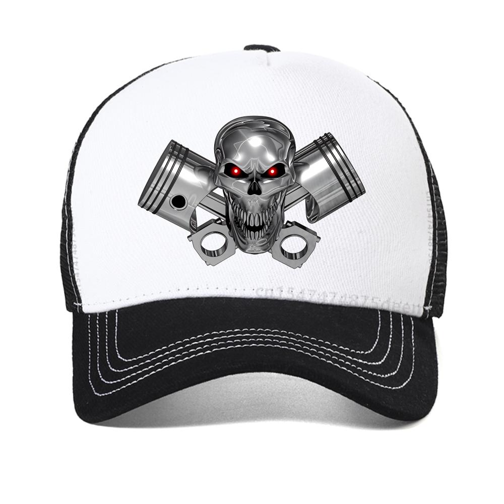 Creative Printing Steel Mechanical Skull Hat Cool Motorcycle Engine Piston Baseball Cap Adjustable Hats For Man
