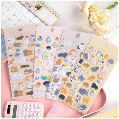 1 Sheet Japanese Kawaii Pet 3D Fluffy Felt Sticker Cat Dog Craft Kids DIY Decal for Phone Case Self Adhesive Stationery Sticker