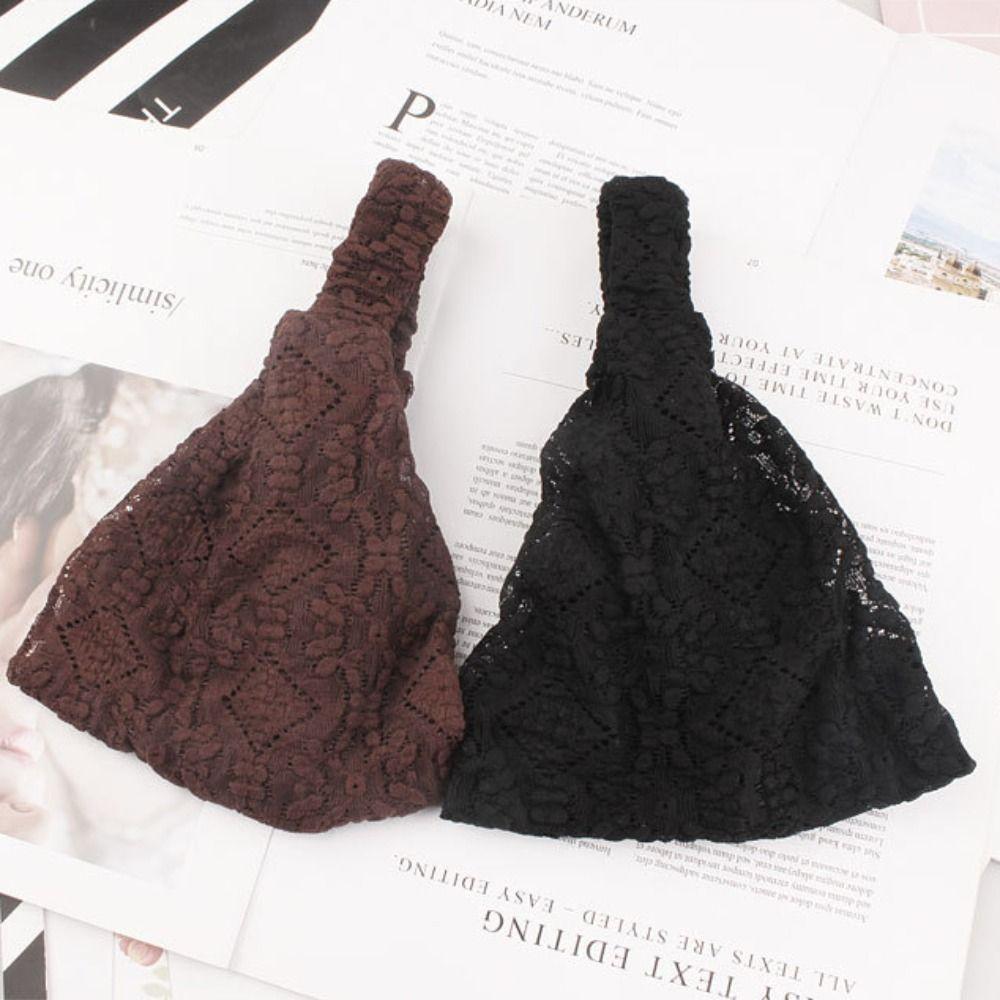 Hollow Mesh Flower Headband Non Slip Wide Side Head Wrap Sweet Lace Hairbands  Ladies