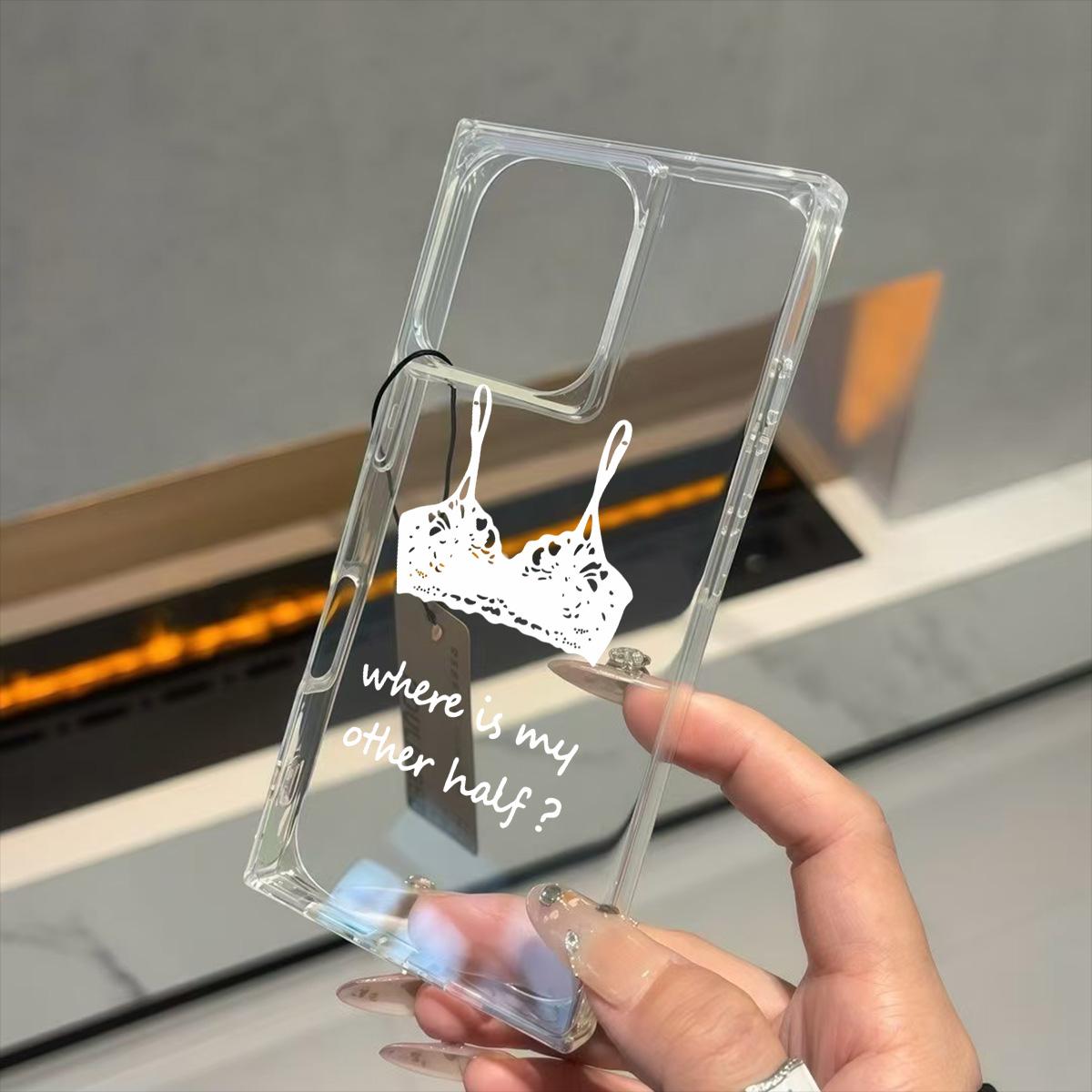 

Clear Square Back Tube Case Protection For iPhone 16 ProMax 11 12 13 15 Plus 14 Pro Max Anti-Oxygen,White Lace Underwear Pattern Casing iphone 11 ProMax