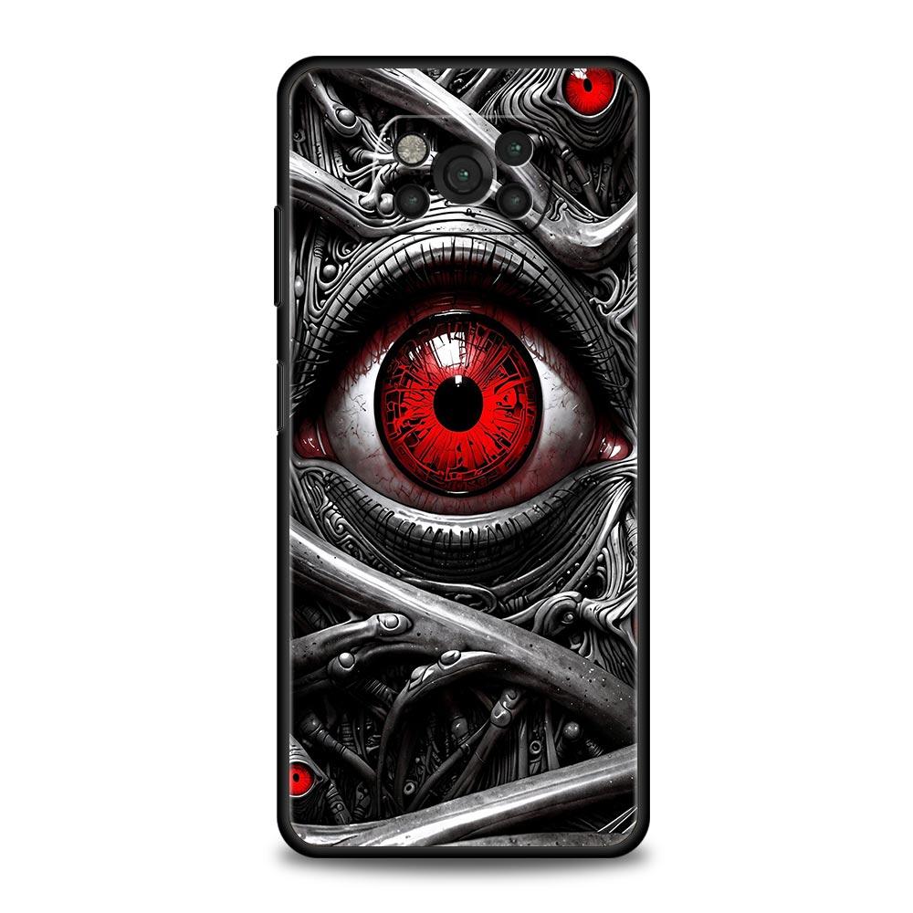 Spooky Scary Red Eye Phone Case Cover for Xiaomi Poco F7 Ultra F6 F5 F4 F3 X6 X5 X4 X3 NFC C51 C55 M4 GT 5G Soft TPU Shell Bags