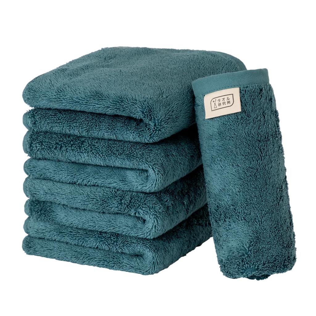 Towel Laboratory Face Dark Set of JapanTechnology [Naturally Soft] #024 Towels, Blue, 5, Soft, Thick, Smooth, Long-Lasting, Fast-Absorbent, Durable,
