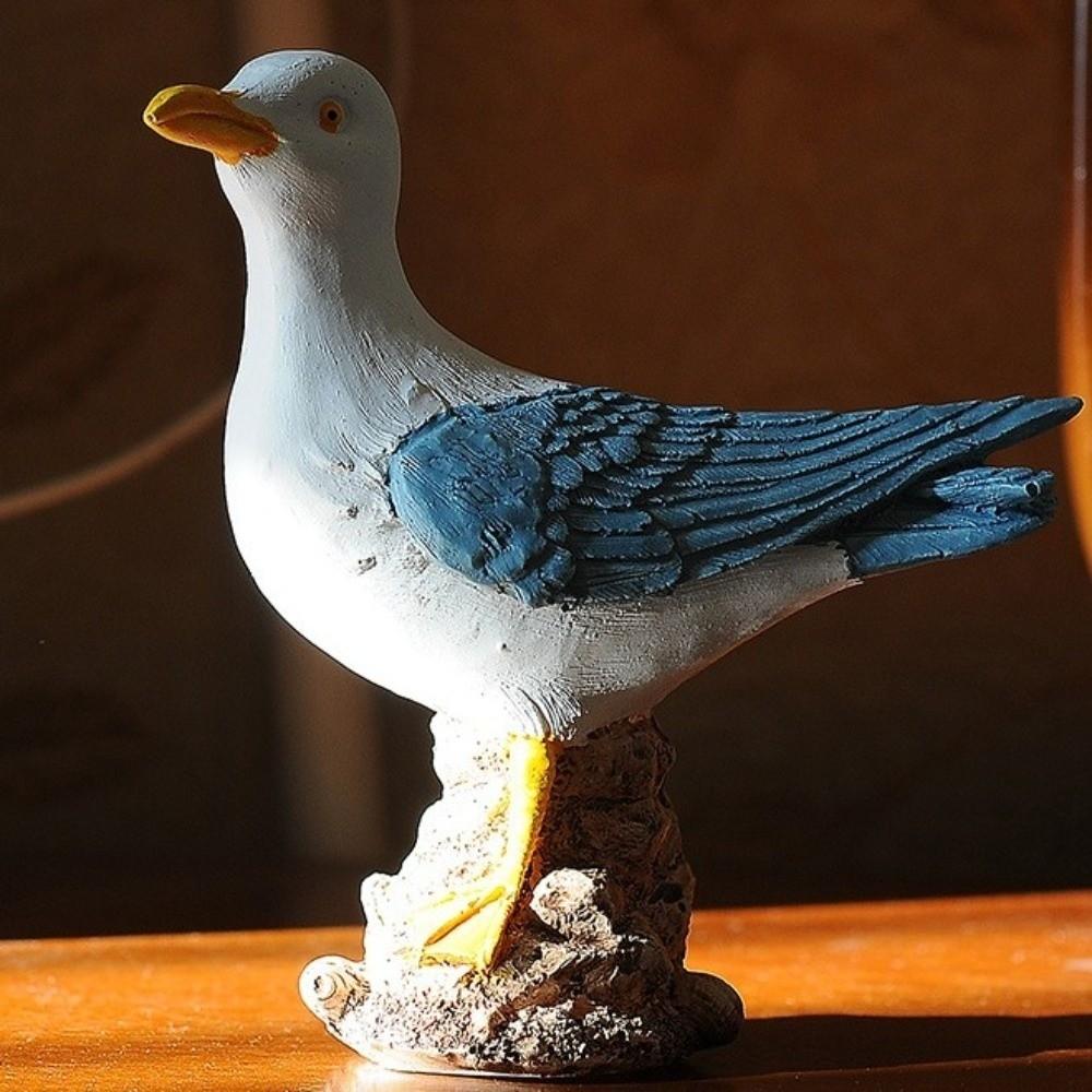 Mediterranean Style Resin Seagull Figurine Waterproof Seagull Model Ornament  Nursery