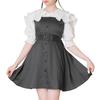 Front Button Jumper Skirt Dress, Mini, Black, Size L, Mass-Produced, Landmine Style, Sickly Cute, Yumetenbo