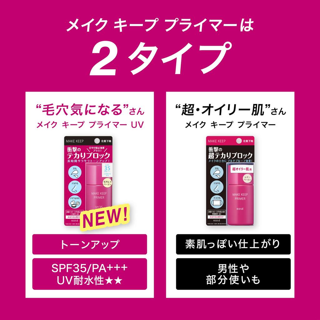 Kose Cosmescience Makeup Keep Primer UV 01 Poreless Beige for and SPF35/PA+++, 25g, foundation, sebum, shine, makeup.