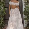 French Style One-Shoulder Lace Top & High-Waisted Patchwork Skirt Set 2024