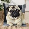 1 piece cute pug pillow cover - soft plush decorative cushion