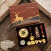 Wax Seal Stamp Kit Vintage Reindeer Gift Box Wax Furnace Seal Round Wax Set Wooden Handle Wax Seal Kit