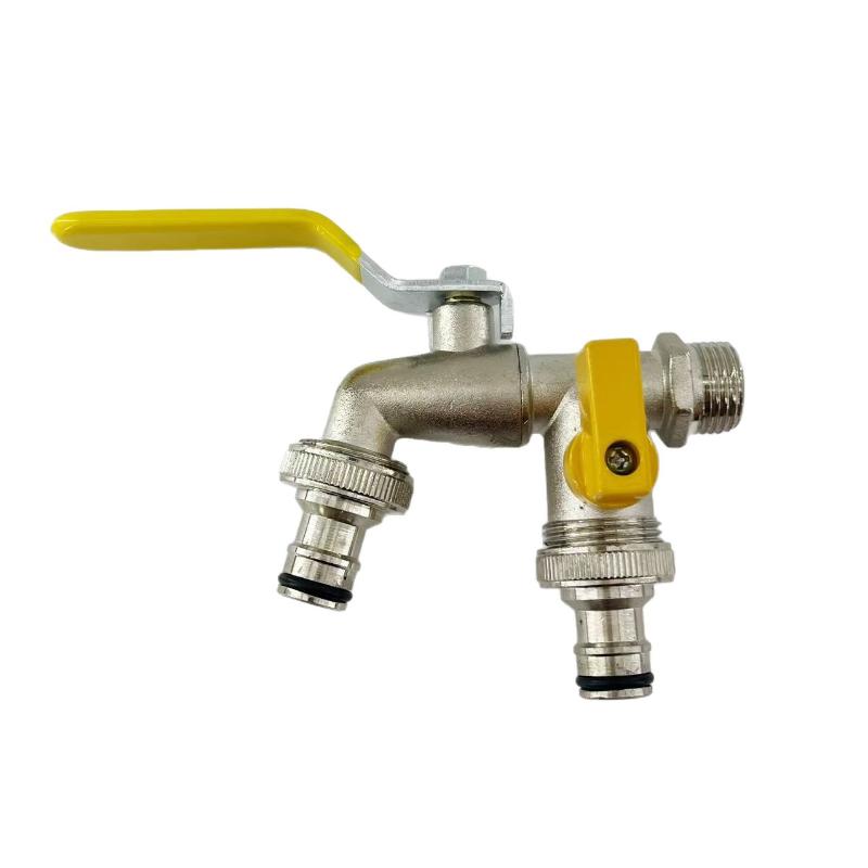

1Pcs 1/2 3/4 Ibc Water Tank Connector Garden Hose Tap Faucet Adapter With 2 Outlets Irrigation Joint Replacement Fitting жёлтый