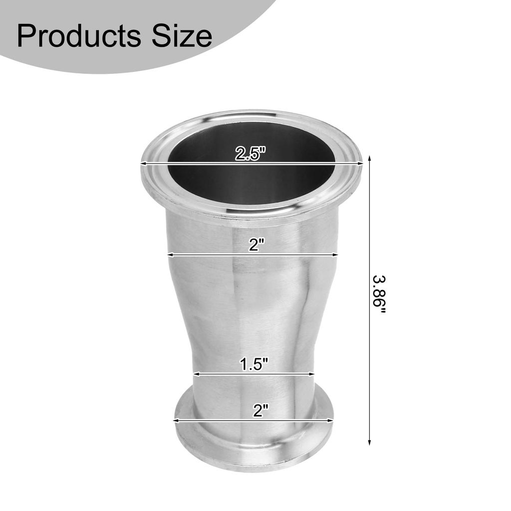 Sanitary Plumbing Solution SS304 Concentric Reducer Fitting Connecting Different Diameter Pipes via Tri Clamp System