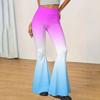Damen High Waist Ausgestellte Yogahose mit Farbverlauf Print Schmal Geschnitten Stretch Lässige Schlaghose für den Alltag