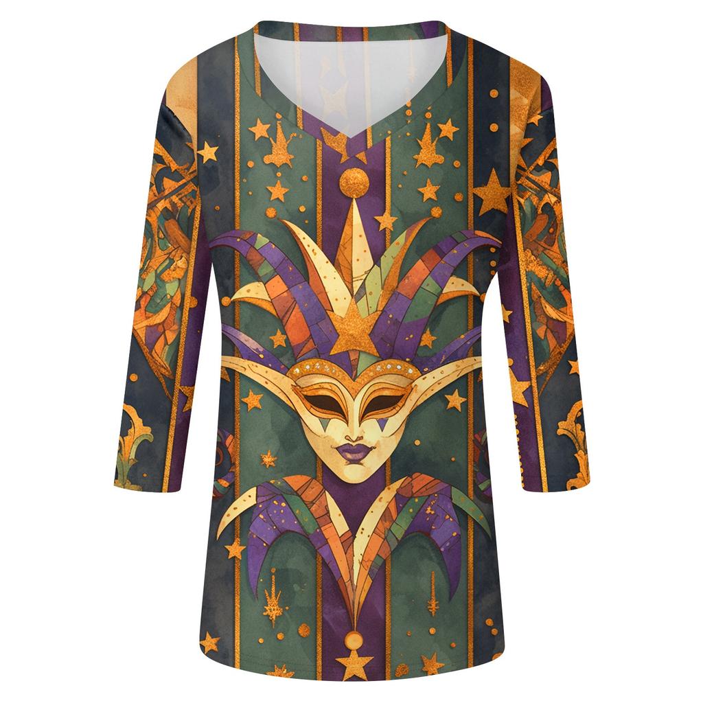 Dámské tričko s potiskem 3/4 rukáv denní víkendová móda základní véčkový výstřih běžný top