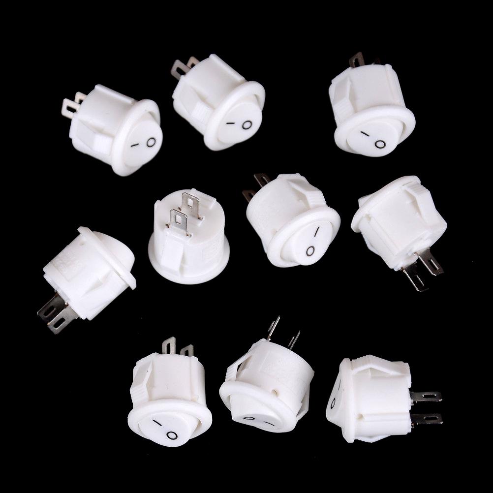 10pcs 16mm Diameter Small Round Boat Rocker Switches Black Mini Round Black White Red 2 Pin ON-OFF Rocker Switch