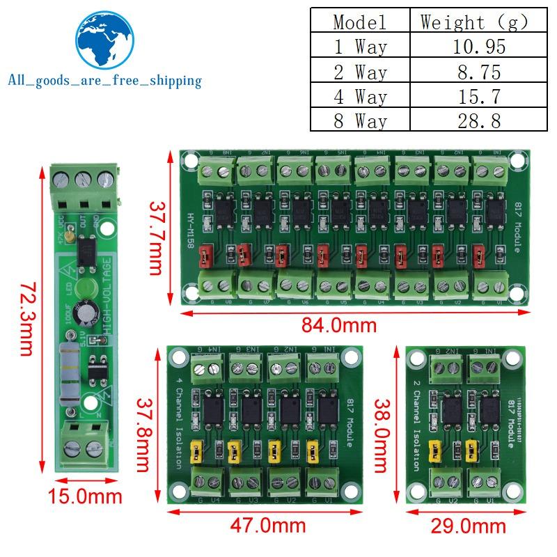 Carte d'isolation optocoupleur 2/4/8 canaux PC817 Module adaptateur convertisseur de tension Module isolé photoélectrique pilote 3,6-30V