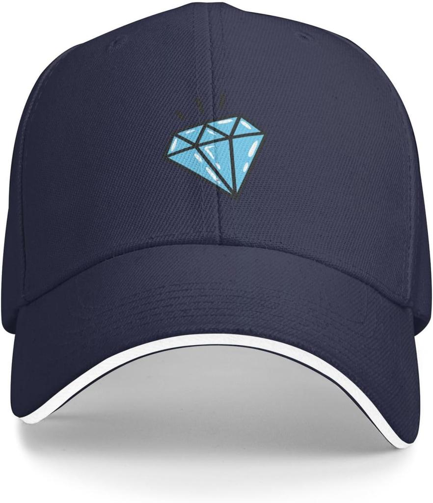Diamond Print Baseball Cap Polyester Casual Adjustable Sandwich Brim Hat for Adult Unisex
