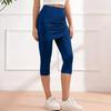 Damskie legginsy treningowe ze spódniczką ze sznurkiem, casualowe letnie z wysokim stanem, miękkie, sportowe spodnie do jogi