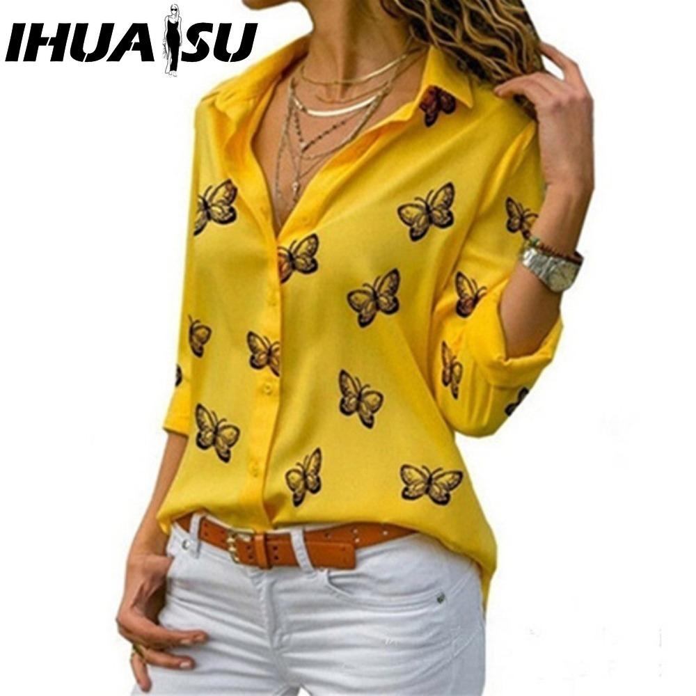 IHUASU Women's Fashion Casual  Long Sleeve POLO Neck Blouses & Shirts