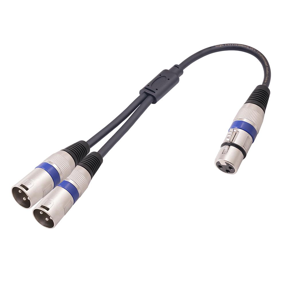 XLR Splitter 3 Pin XLR Female To Dual XLR Male Y Splitter Balanced Mic Cable 3FT 50CM Instruments Microphones Cables Signal