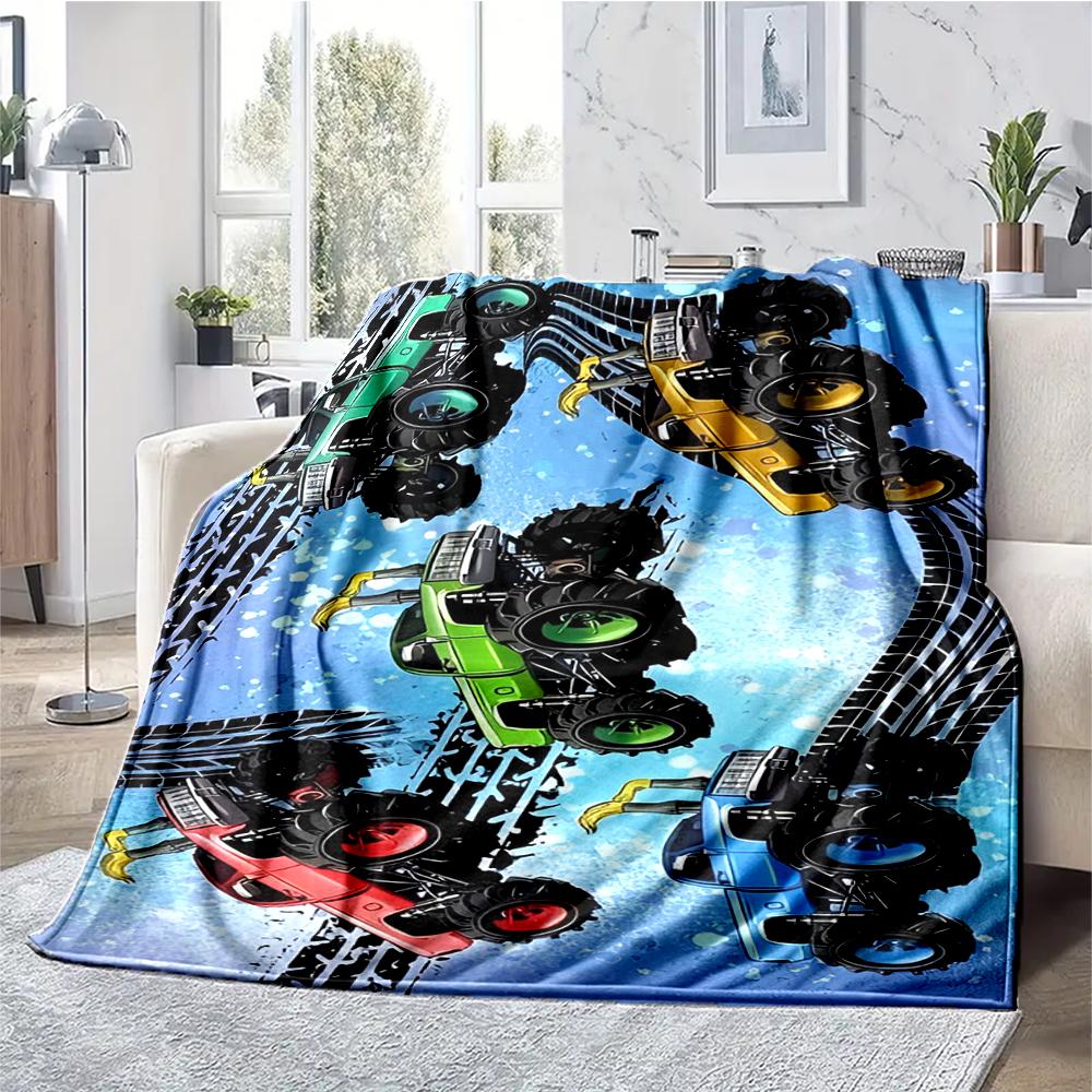 Truck Theme Printed Blanket - Perfect for Couch, Bed, Travel & Outdoor Use | Machine Washable, Cozy & Durable.