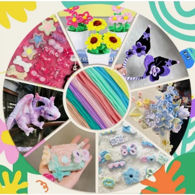 Wholesale Colorful Chenille Stems Pipe Cleaners Plush Tinsel Stem Wired Sticks Twist Stick Hair Strip DIY Craft Educational Toys
