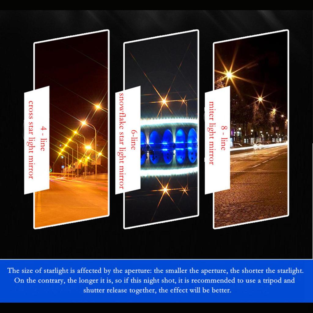 Набір з 3 фільтрів для об'єктива камери, змінний ефект зірки з 4 6 8 променями